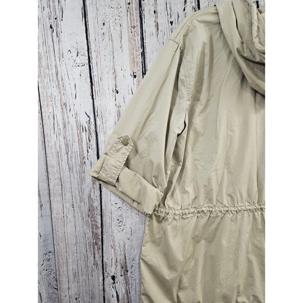 Michael Kors Anorak Jacket Wmns 1X Khaki Tan Cotton Hooded Utility Safari Pocket - Picture 5 of 8